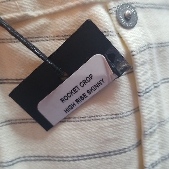 Citizens of Humanity Rocket Crop High Rise Skinny Jean's Ivory/Black Stripe NWT - Picture 9 of 14